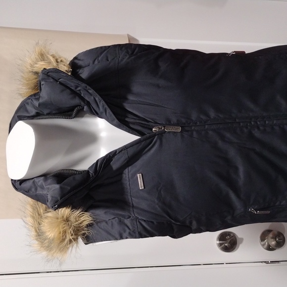Columbia black zipper down vest with detachable hood. Women's Medium - Picture 1 of 12